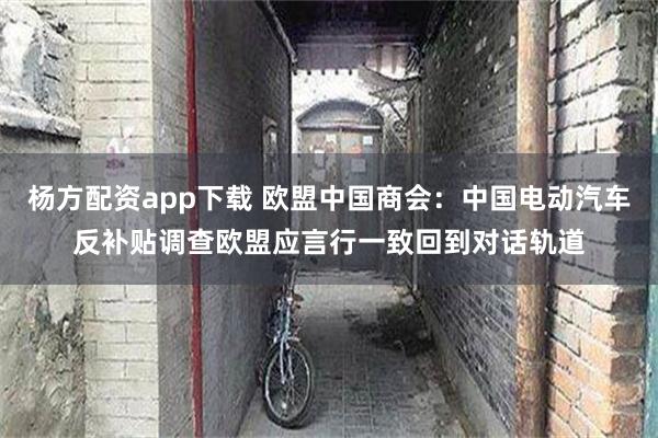 杨方配资app下载 欧盟中国商会：中国电动汽车反补贴调查欧盟应言行一致回到对话轨道