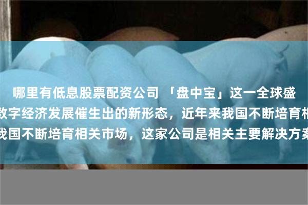 哪里有低息股票配资公司 「盘中宝」这一全球盛会即将召开，行业是随数字经济发展催生出的新形态，近年来我国不断培育相关市场，这家公司是相关主要解决方案提供商之一