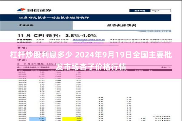 杠杆炒股利息多少 2024年9月19日全国主要批发市场杏子价格行情