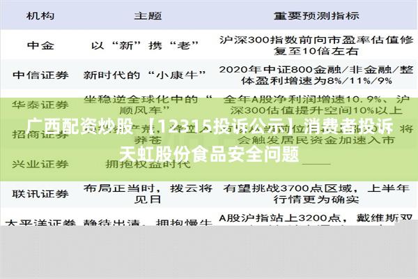 广西配资炒股 【12315投诉公示】消费者投诉天虹股份食品安全问题