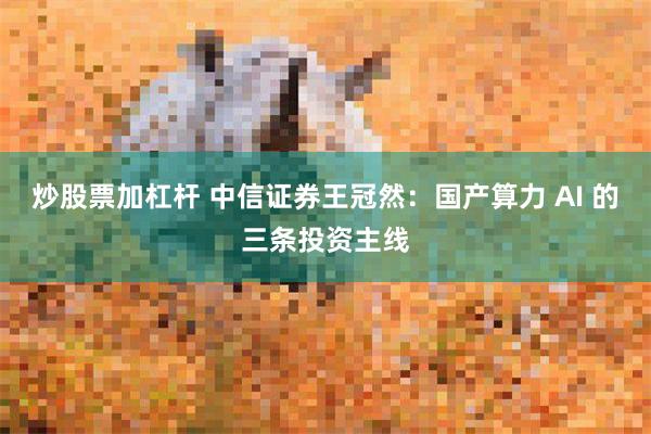 炒股票加杠杆 中信证券王冠然：国产算力 AI 的三条投资主线